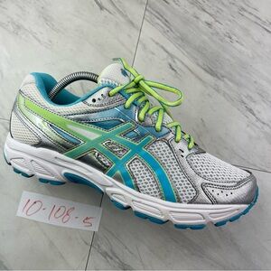•Asics Women’s 10 Gel Contend 2 T475N White Teal Silver Mesh Sneaker Shoes